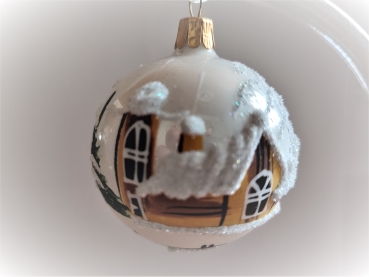 Bauble Winter Landscape - White, shiny